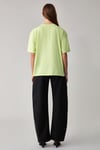 Jemmy Kadın %100 Organik Pamuk Relaxed Fit Yırtmaçlı Yuvarlak Yakalı Neon Yeşil T-Shirt