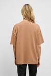 Jemmy Kadın %100 Organik Pamuk Relaxed Fit Yırtmaçlı Yuvarlak Yakalı Vizon T-Shirt
