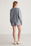 JENNIFER Kadın İçi Polarlı Yumuşacık Nakış Detaylı Organik Pamuk Oversize Gri Sweatshirt