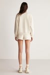 JENNIFER Kadın İçi Polarlı Yumuşacık Nakış Detaylı Organik Pamuk Oversize Vanilya Sweatshirt