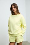 Jennıfer Kadın Organik Pamuklu Nakışlı Yuvarlak Yakalı Oversize Sarı Sweatshirt
