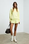 Jennıfer Kadın Organik Pamuklu Nakışlı Yuvarlak Yakalı Oversize Sarı Sweatshirt