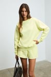 Jennıfer Kadın Organik Pamuklu Nakışlı Yuvarlak Yakalı Oversize Sarı Sweatshirt