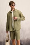 JENS Erkek %100 Pamuk Yanları Cepli Slim Fit Dar Kesim Haki Şort