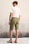 JENS Erkek %100 Pamuk Yanları Cepli Slim Fit Dar Kesim Haki Şort