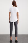 JESSIA Kadın Korse Detaylı %100 Organik Pamuk Bisiklet Yaka Beyaz T-Shirt