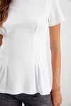 JESSIA Kadın Korse Detaylı %100 Organik Pamuk Bisiklet Yaka Beyaz T-Shirt