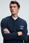 JETHRO Erkek Bomber Yaka Patlı Düğmeli Göğsü Nakışlı Relaxed Fit Lacivert Sweatshirt