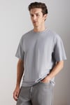 JETT Erkek %100 Organik Pamuklu Kalın Dokulu Oversize Fit Bisiklet Yaka Gri T-Shirt