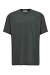 JETT Erkek %100 Organik Pamuklu Kalın Dokulu Oversize Fit Bisiklet Yaka Koyu Yeşil T-Shirt