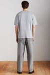 JETT Erkek %100 Organik Pamuklu Kalın Dokulu Oversize Fit Bisiklet Yaka Gri T-Shirt