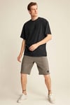 JETT Erkek %100 Organik Pamuklu Kalın Dokulu Oversize Fit Bisiklet Yaka Siyah T-Shirt