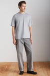 JETT Erkek %100 Organik Pamuklu Kalın Dokulu Oversize Fit Bisiklet Yaka Gri T-Shirt