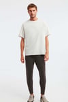 JETT Erkek %100 Organik Pamuklu Kalın Dokulu Oversize Fit Bisiklet Yaka Taş Rengi T-Shirt