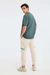 JETT Erkek %100 Organik Pamuklu Kalın Dokulu Oversize Fit Bisiklet Yaka Koyu Yeşil T-Shirt