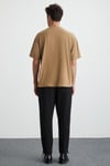 JETT Erkek %100 Organik Pamuklu Kalın Dokulu Oversize Fit Bisiklet Yaka Vizon T-Shirt