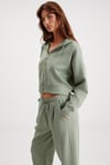 JILL Kadın Relaxed Fit Rahat Kalıp Kapüşonlu Fermuarlı Örme Crop Mint Yeşil Sweatshirt