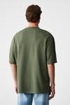 JOEL Erkek %100 Organik Pamuklu Kalın Kumaşlı Özel Dokulu Etiket Detaylı Oversize Haki T-Shirt