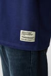JOEL Erkek %100 Organik Pamuklu Kalın Kumaşlı Özel Dokulu Etiket Detaylı Oversize Lacivert T-Shirt