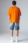 JOEL Erkek %100 Organik Pamuklu Kalın Kumaşlı Özel Dokulu Etiket Detaylı Oversize Turuncu T-Shirt