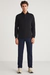 JOHN Erkek Polo Sweat Gömlek Yakalı Organik Pamuklu Yırtmaçlı İçi Polarsız Siyah Sweatshirt