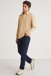 JOHN Erkek Polo Sweat Gömlek Yakalı Organik Pamuklu Yırtmaçlı İçi Polarsız Bej Sweatshirt