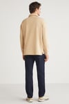 JOHN Erkek Polo Sweat Gömlek Yakalı Organik Pamuklu Yırtmaçlı İçi Polarsız Bej Sweatshirt