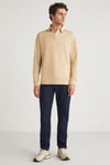 JOHN Erkek Polo Sweat Gömlek Yakalı Organik Pamuklu Yırtmaçlı İçi Polarsız Bej Sweatshirt