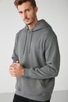JORGE Erkek Yumuşacık Kapüşonlu Organik Pamuk Kanguru Cepli Regular Koyu Gri Sweatshirt
