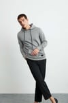 JORGE Erkek Yumuşacık Kapüşonlu Organik Pamuk Kanguru Cepli Regular Grimelanj Sweatshirt