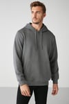 JORGE Erkek Yumuşacık Kapüşonlu Organik Pamuk Kanguru Cepli Regular Koyu Gri Sweatshirt