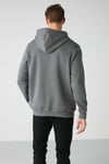 JORGE Erkek Yumuşacık Kapüşonlu Organik Pamuk Kanguru Cepli Regular Koyu Gri Sweatshirt