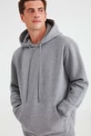 JORGE Erkek Yumuşacık Kapüşonlu Organik Pamuk Kanguru Cepli Regular Açık Gri Sweatshirt