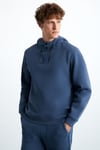JORNA Erkek 3 İplik İçi Şardonlu Yumuşacık Çıt Çıt Yakalı Regular Kapüşonlu İndigo Sweatshirt