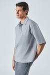 JUCKA Erkek Kısa Kollu Çıtçıt Kapamalı Oversize Fit Polo Yaka Gri Polo Yaka T-Shirt