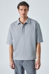 JUCKA Erkek Kısa Kollu Çıtçıt Kapamalı Oversize Fit Polo Yaka Gri Polo Yaka T-Shirt