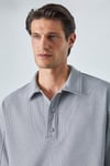 JUCKA Erkek Kısa Kollu Çıtçıt Kapamalı Oversize Fit Polo Yaka Gri Polo Yaka T-Shirt