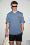 JUMILLA Erkek %100 Pamuk Yumuşak Kumaşlı Baskılı Yuvarlak Yaka İndigo T-Shirt