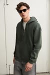 JUSTUS Erkek Kapüşonlu Kanguru Cepli Fermuar Yakalı Yeşil Sweatshirt