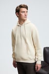 JUSTUS Erkek Kapüşonlu Kanguru Cepli Fermuar Yakalı Krem Sweatshirt