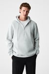 JUSTUS Erkek Kapüşonlu Kanguru Cepli Fermuar Yakalı Grimelanj Sweatshirt