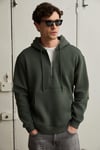 JUSTUS Erkek Kapüşonlu Kanguru Cepli Fermuar Yakalı Yeşil Sweatshirt