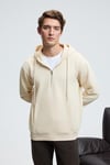 JUSTUS Erkek Kapüşonlu Kanguru Cepli Fermuar Yakalı Krem Sweatshirt