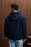 JUSTUS Erkek Kapüşonlu Kanguru Cepli Fermuar Yakalı Lacivert Sweatshirt