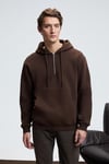JUSTUS Erkek Kapüşonlu Kanguru Cepli Fermuar Yakalı Kahverengi Sweatshirt