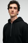 JUSTUS Erkek Kapüşonlu Kanguru Cepli Fermuar Yakalı Siyah Sweatshirt