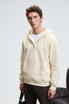 JUSTUS Erkek Kapüşonlu Kanguru Cepli Fermuar Yakalı Krem Sweatshirt