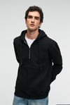 JUSTUS Erkek Kapüşonlu Kanguru Cepli Fermuar Yakalı Siyah Sweatshirt