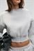 KARALIS Kadın Pamuklu Bisiklet Yaka Crop Grimelanj Sweatshirt