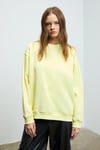 KARIUS Kadın Organik Pamuklu İçi Polarlı Oversize Yuvarlak Yakalı Sarı Sweatshirt